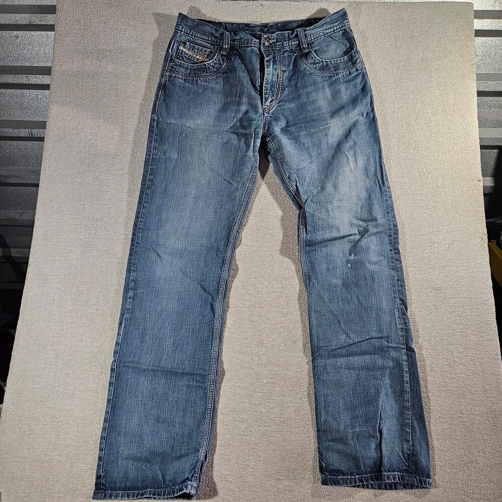 Diesel Tapered Jeans Mens 36x33 Made Italy Distressed Blue Denim